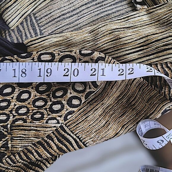 Vtg crêpe abstract print open front long sleeve blouse - Picture 13 of 13